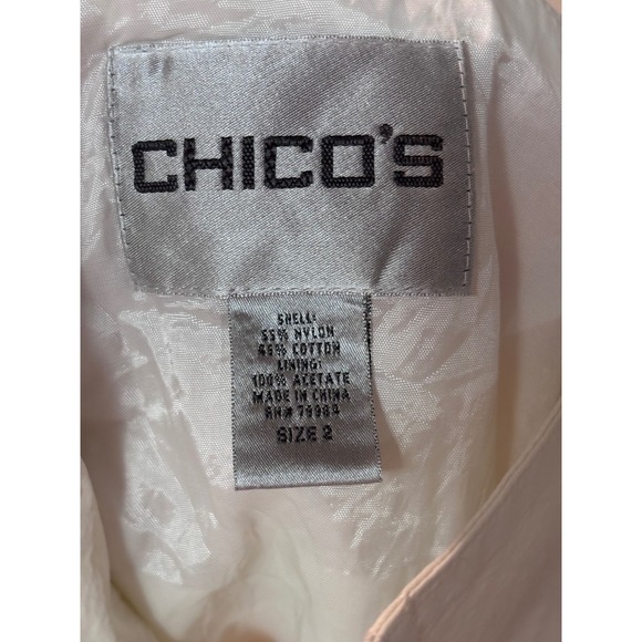 Chicos Womens Off White Full Zip Jacket Size 2 Lightweight Utility Pockets - Picture 2 of 6